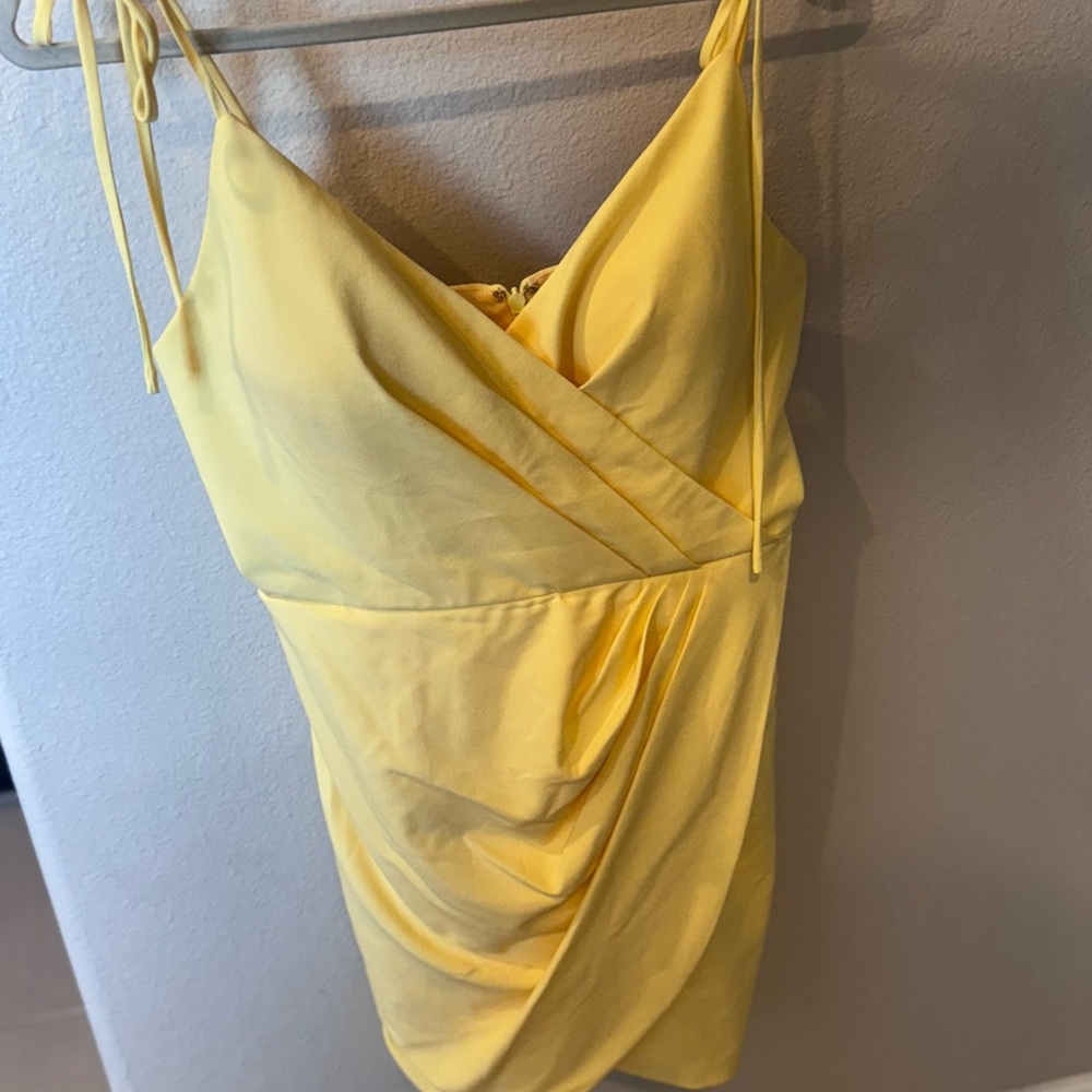 Yellow Sleeveless Wrap Dress